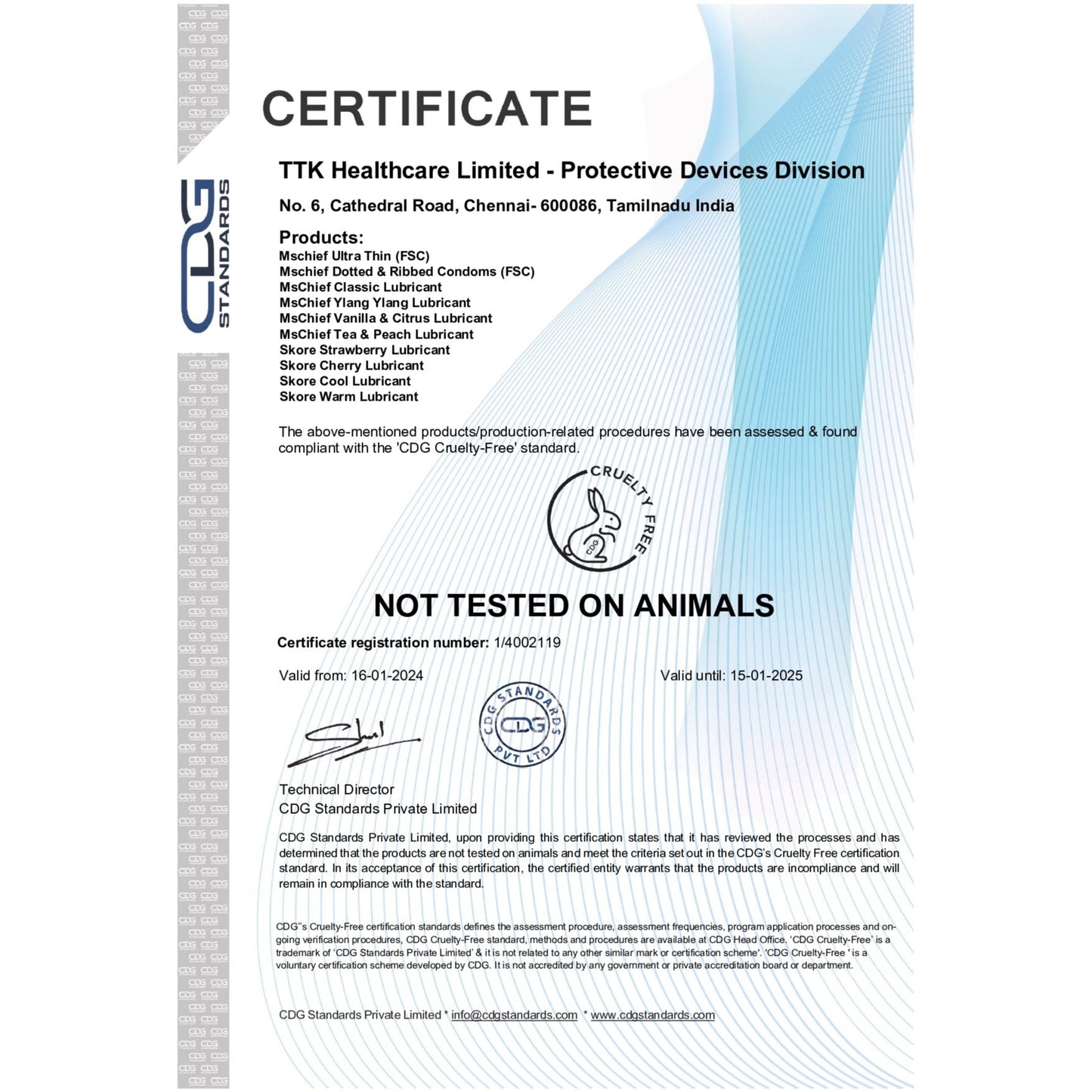 cruelty free certification india for Mschief Ultra Thin Condoms