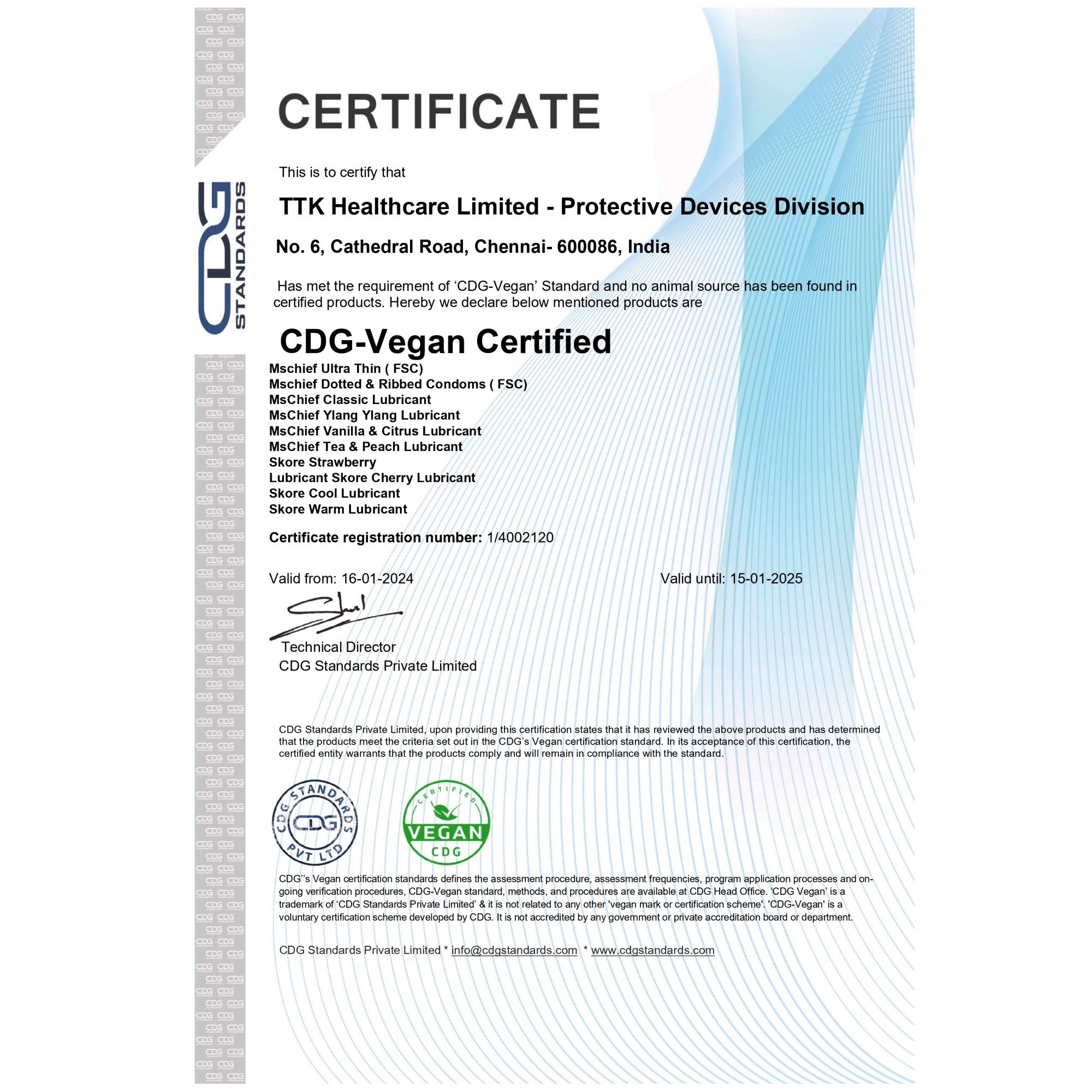 Mschief Vanilla & Citrus Flavoured Lubricants is Certified Vegan Lube