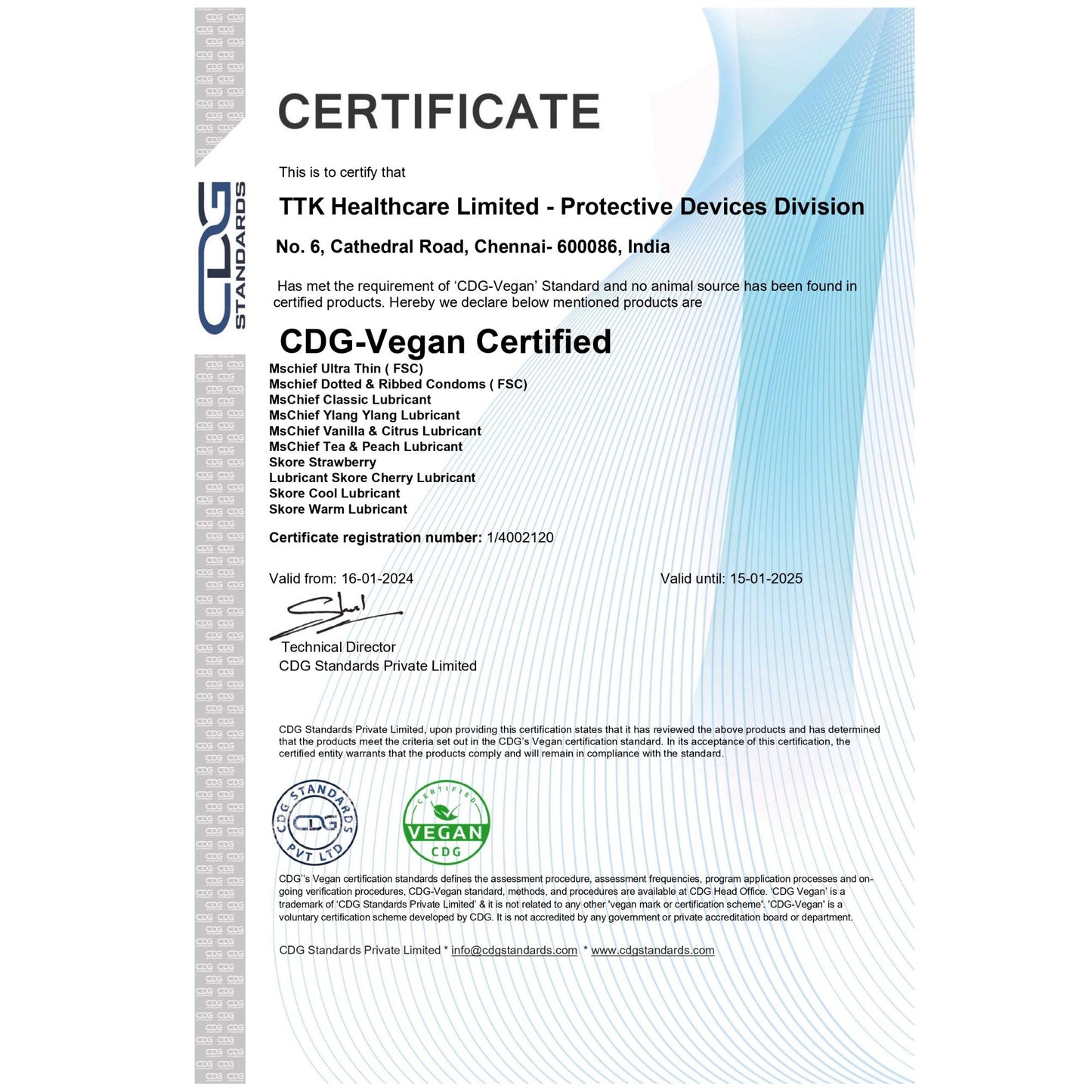 CDG Vegan Certified Condoms in India