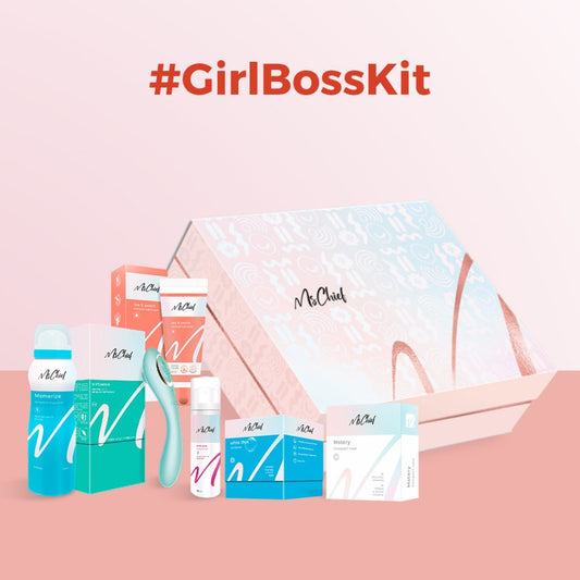 GirlBoss Kit: Virtuoso + Tea & Peach Lubricant + Mstique Stimulant Gel + Ultra Thin Condoms + Msmerize + Mstery Compact Case