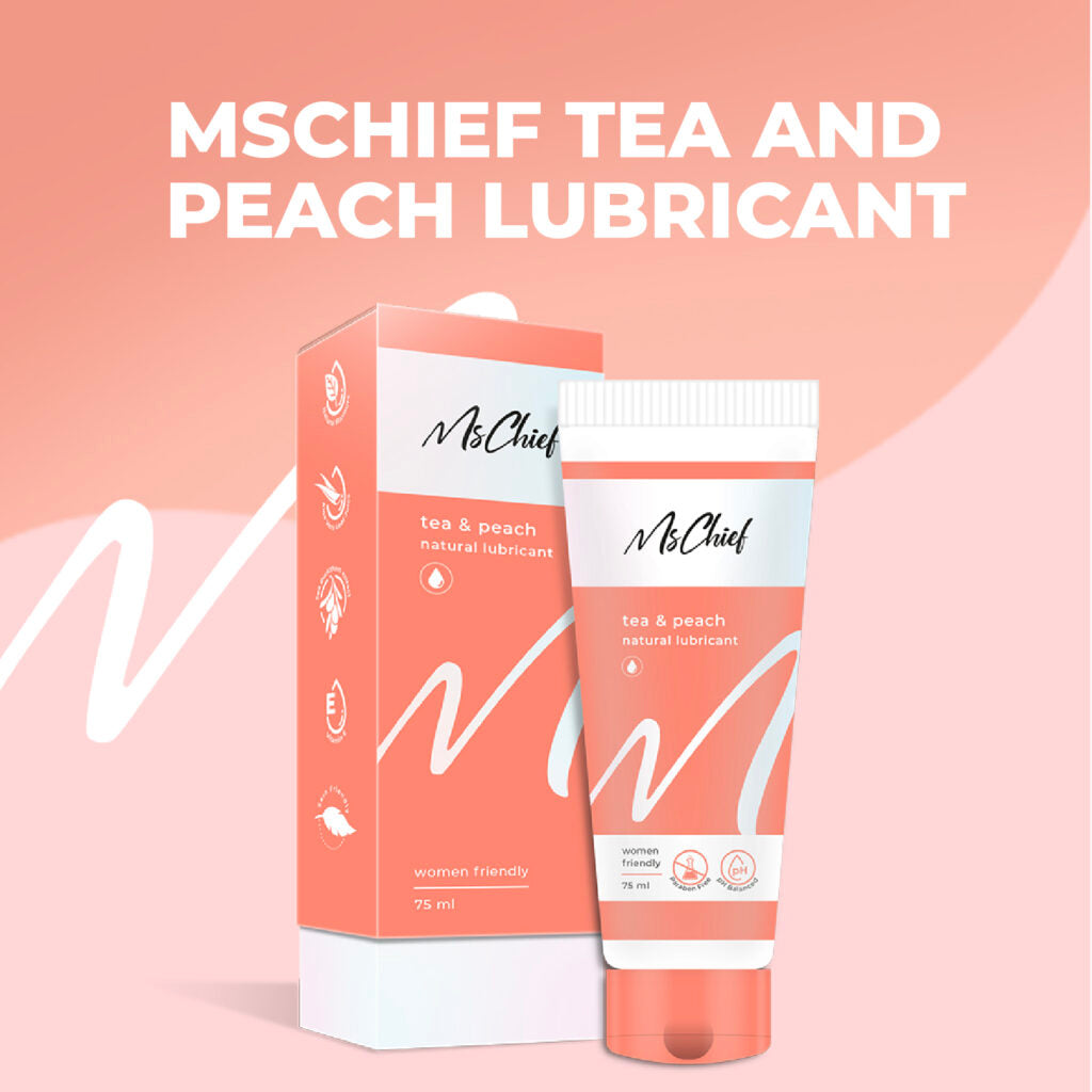Mschief Tea and Peach Natural lubricant is certified Vegan & water based lubricant 